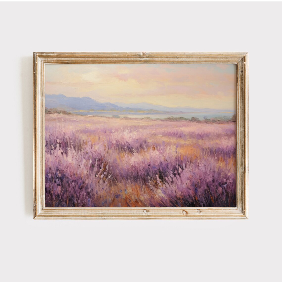 Lavender Field at Sunset Impressionist Oil Painting Floral Wall Art