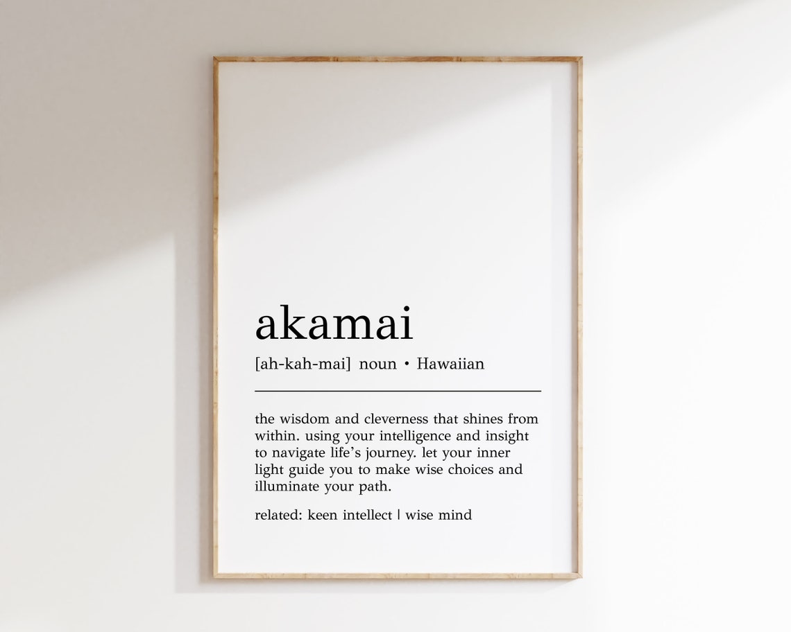 Akamai Hawaiian Definition Minimalist Inspirational Wisdom Poster