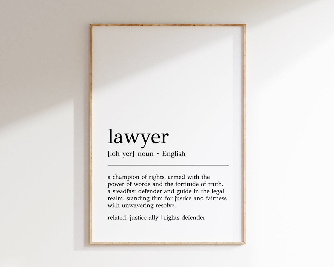 Lawyer Definition Art Print, Legal Office Decor