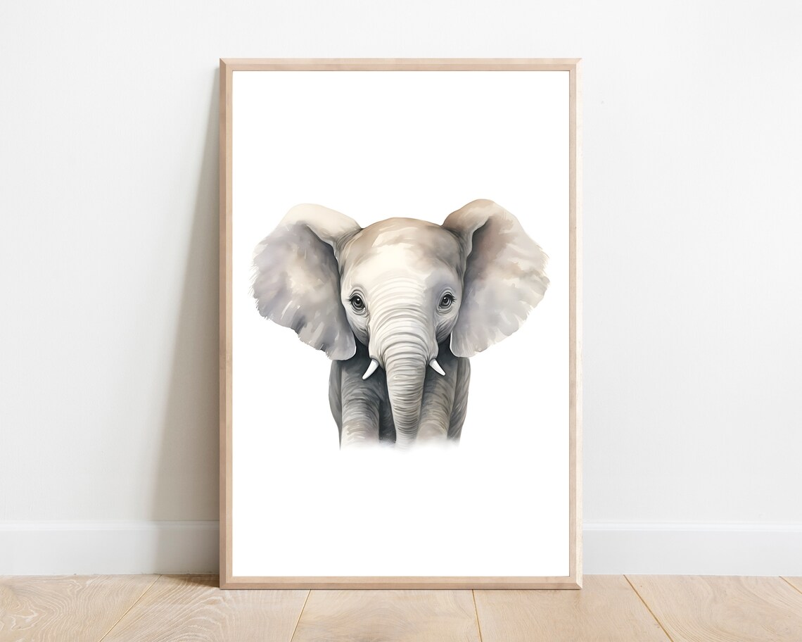 Elephant Nursery Art Print, Safari Animal Decor