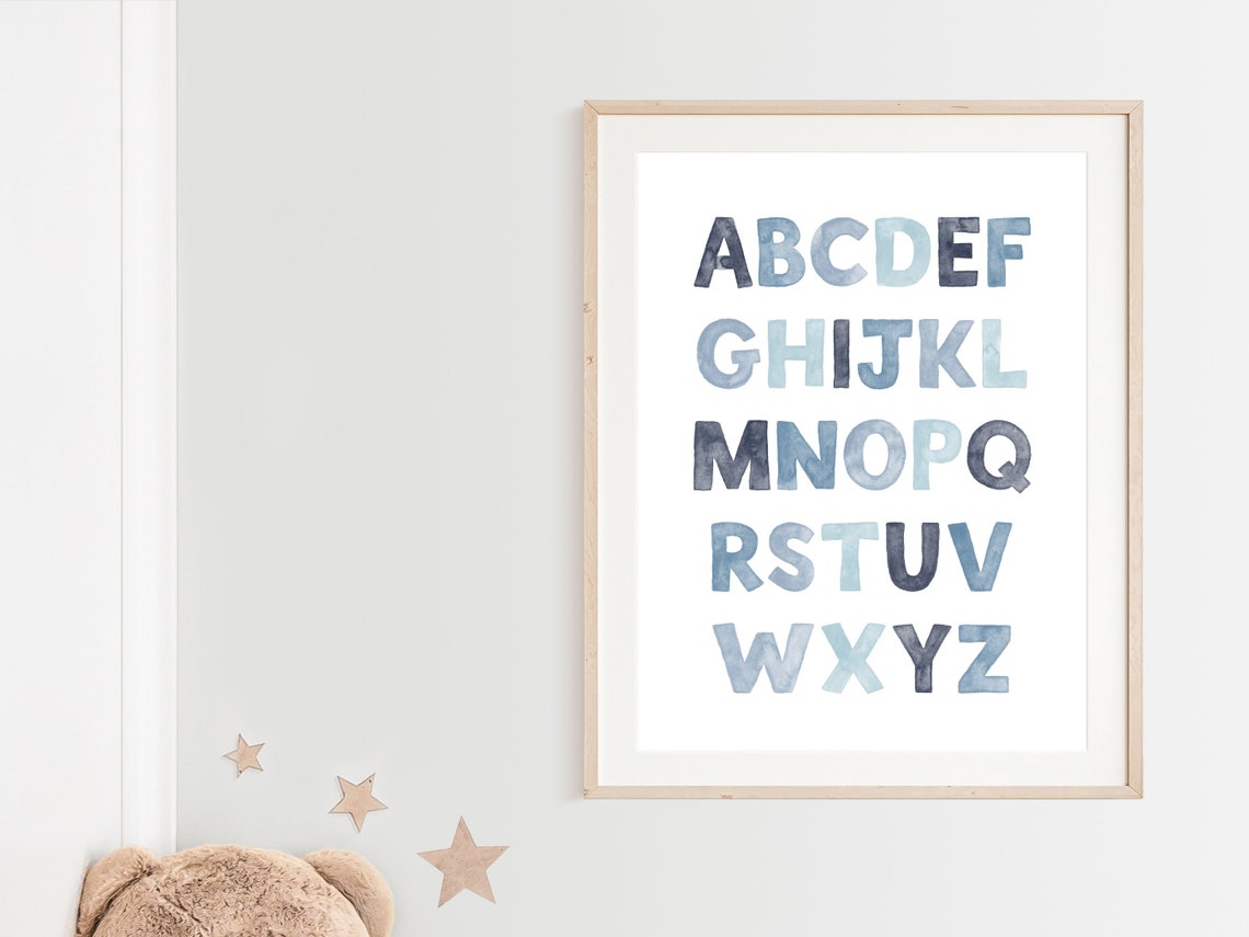 Blue Alphabet Print Print Alphabet Poster Educational Poster Animal Print Wall Decor Nursery Educational Art - Image 2