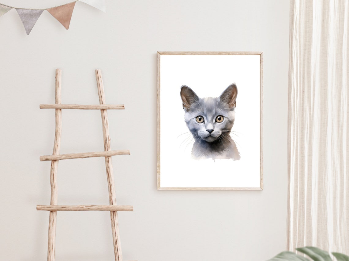 Russian Blue Cat Nursery Print Print Nursery Russian Blue Kitten Print Cat Nursery Wall Art Russian Blue Nursery Wall Decor - Image 2