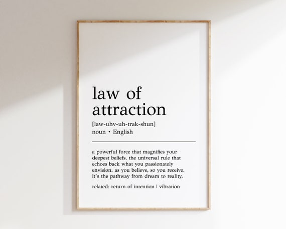 Law Of Attraction Definition, Motivational Quote Print