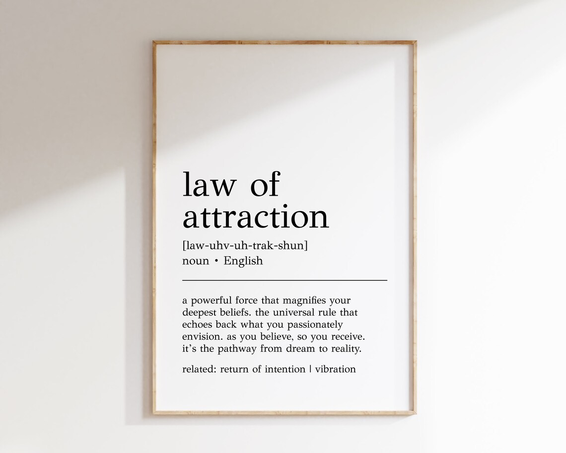 Law Of Attraction Definition, Motivational Quote Print