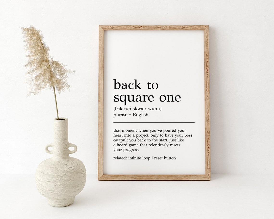 Back To Square One Funny Office Phrase Definition Wall Print - Image 2