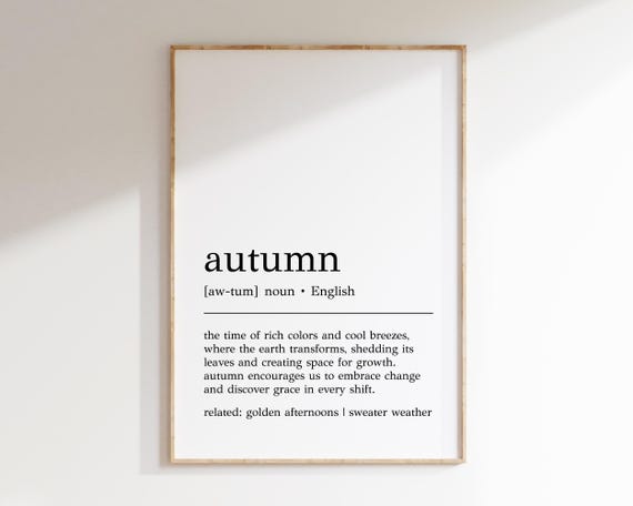 Autumn Definition Print, Minimalist Fall Wall Art
