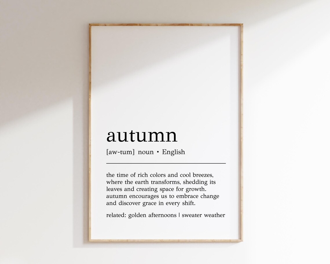 Autumn Definition Print, Minimalist Fall Wall Art
