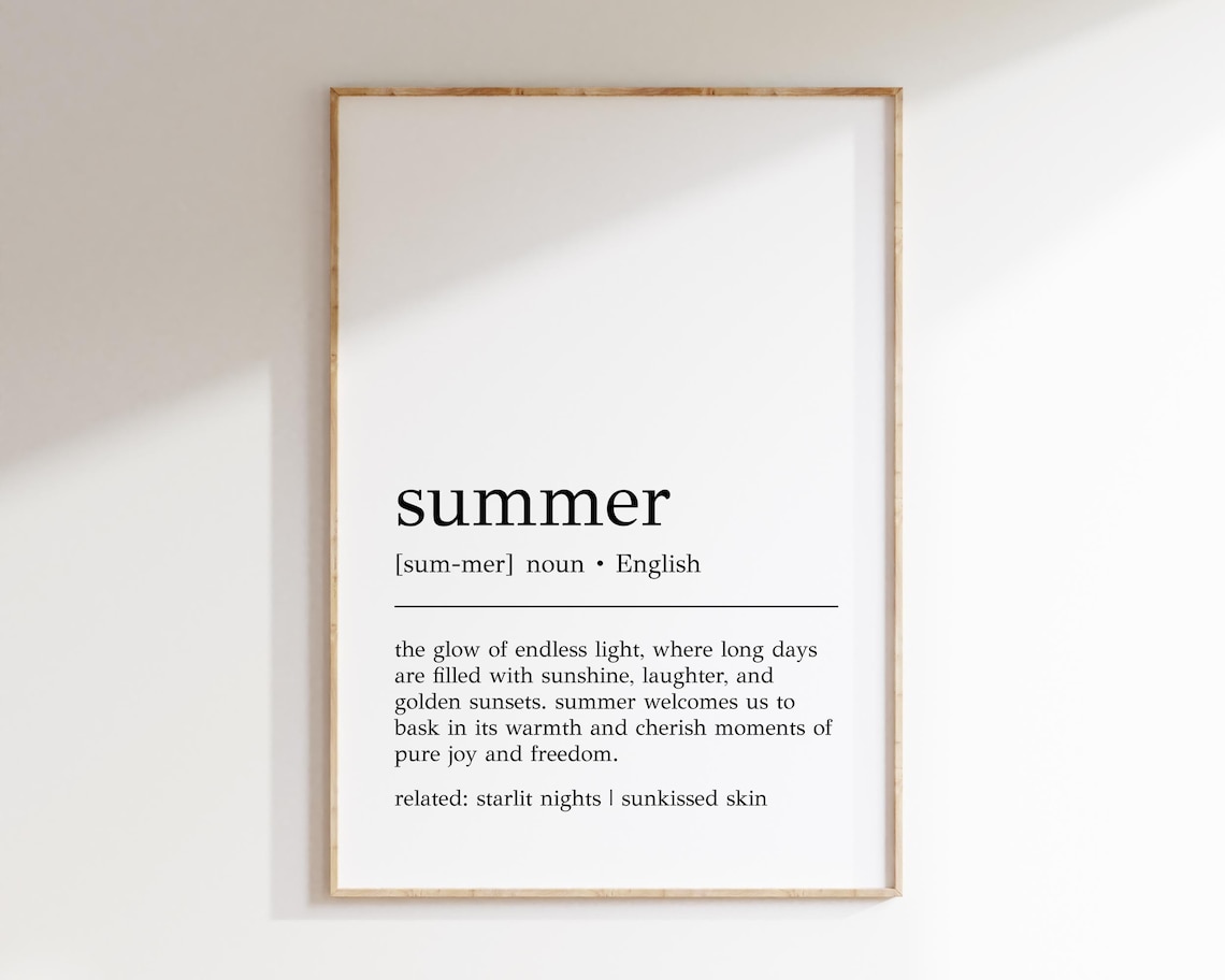 Summer Definition Art Print, Minimalist Typography Decor