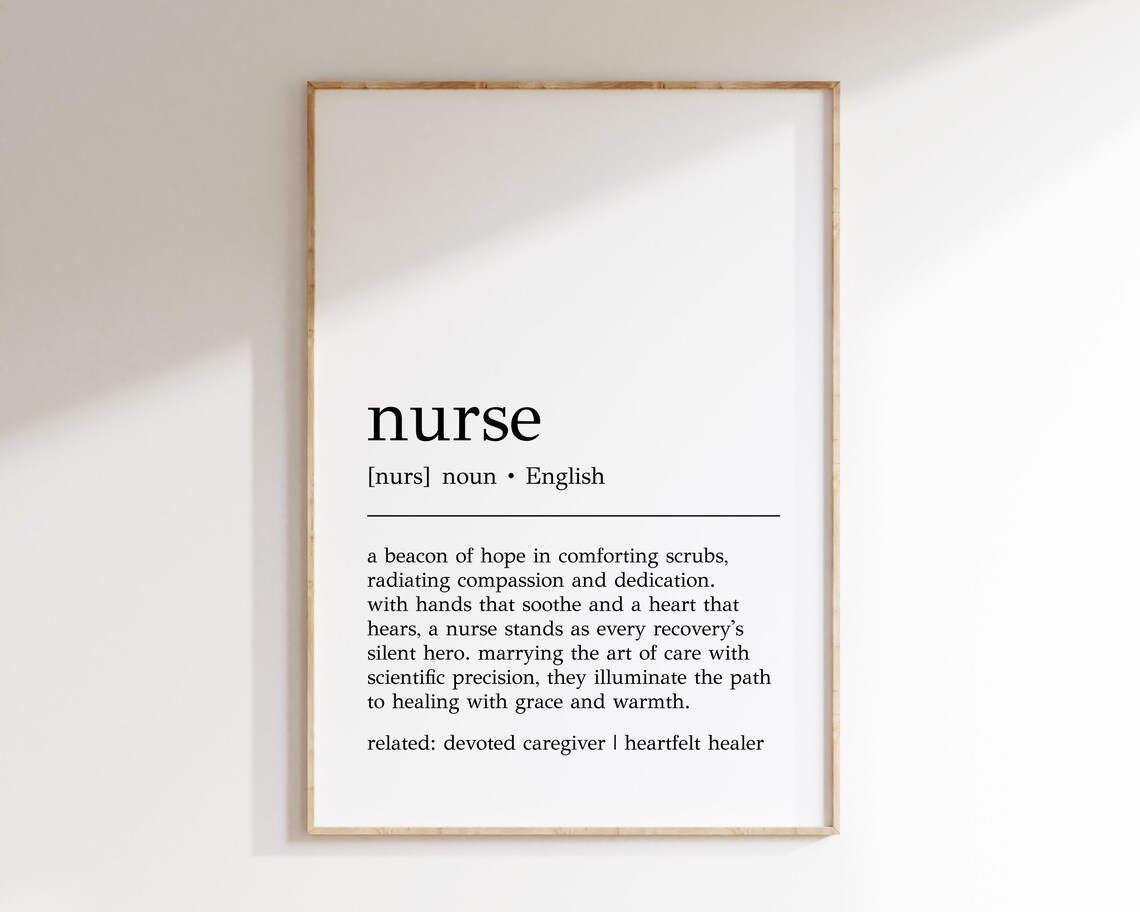 Heartfelt Nurse Dictionary Definition Beacon of Hope Career Gift Wall Art