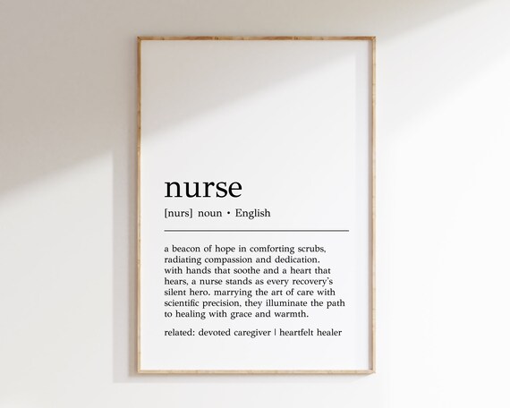 Heartfelt Nurse Dictionary Definition Beacon of Hope Career Gift Wall Art