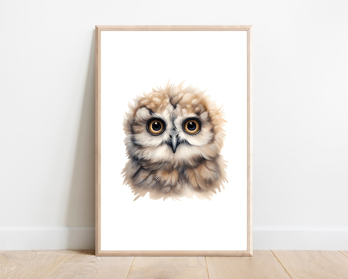 Owl Nursery Art Print, Woodland Animal Decor