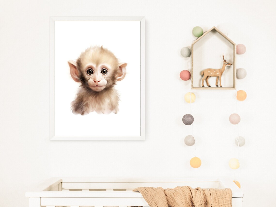 Monkey Nursery Print, Jungle Animal Nursery Decor - Image 2