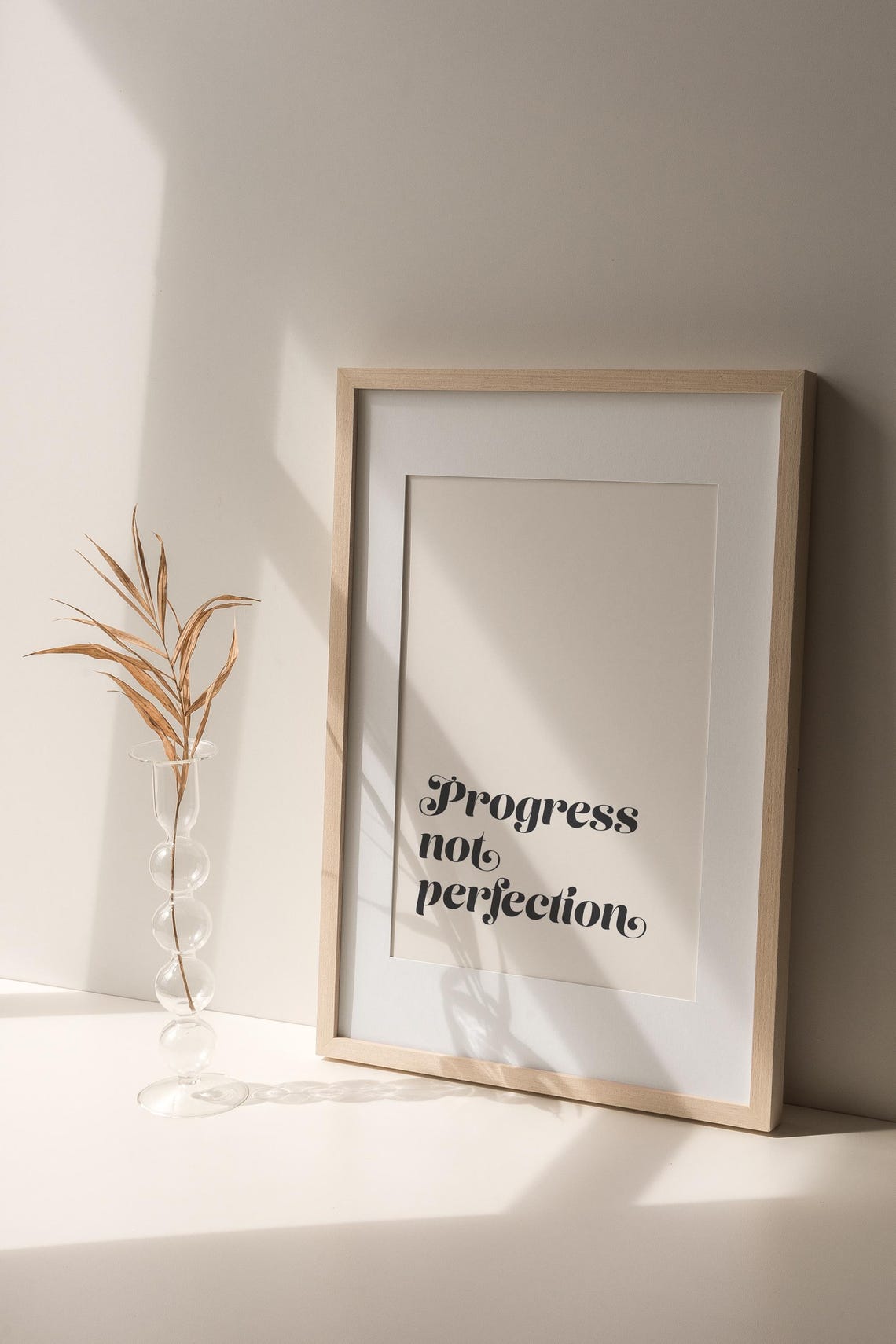 Progress Not Perfection Retro Typography Boho Quote Minimalist Poster - Image 3
