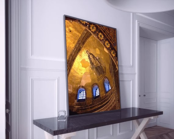 Hagia Sophia Apse Virgin and Child Glowing Golden Mosaic Poster