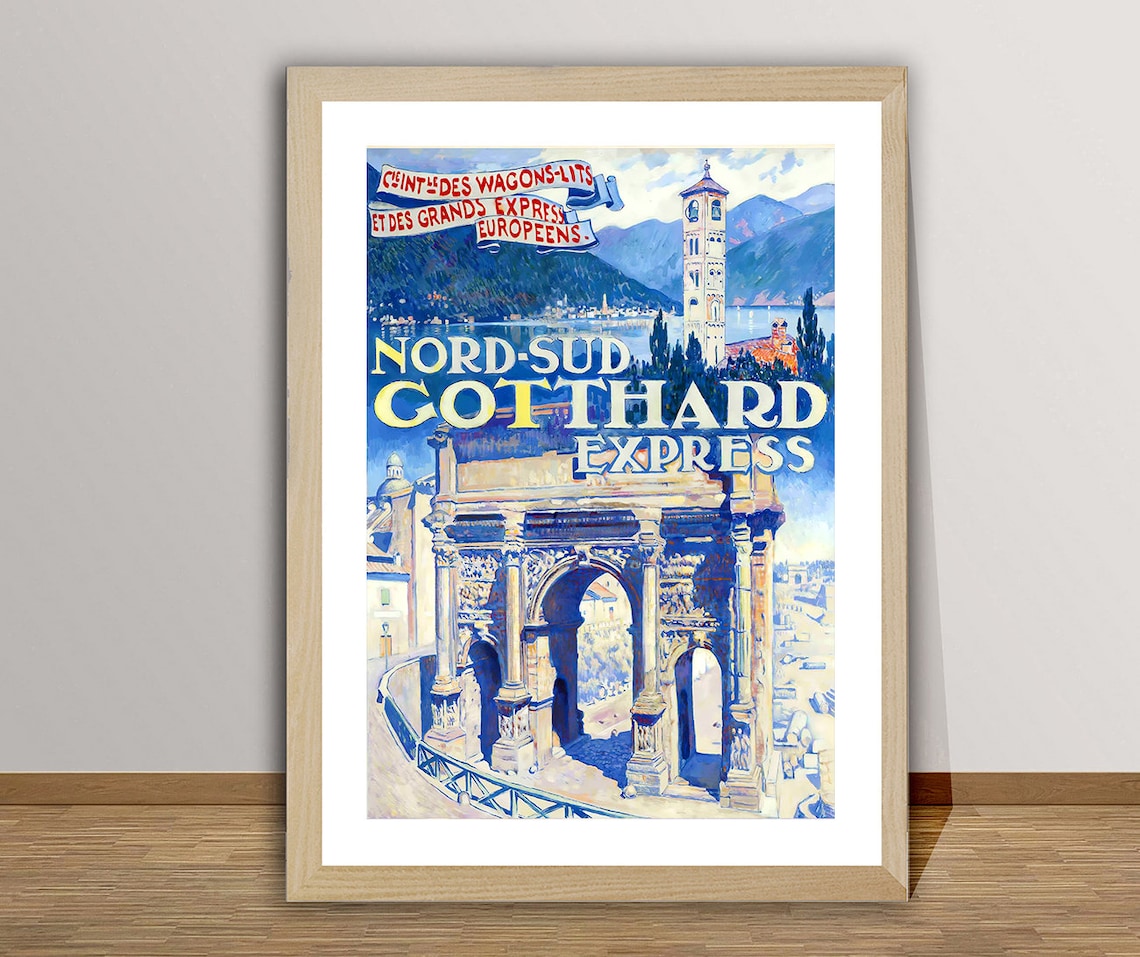 Nord Sud Gotthard Express Vintage Travel Poster
