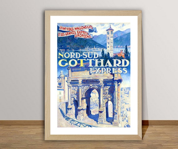 Nord Sud Gotthard Express Vintage Travel Poster