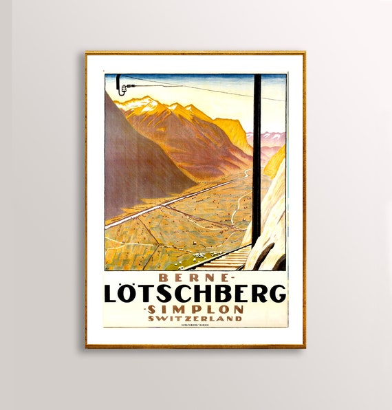 Ltschberg Berne Simplon Suisse Vintage Travel Poster Poster Paper Or Print Gift Idea