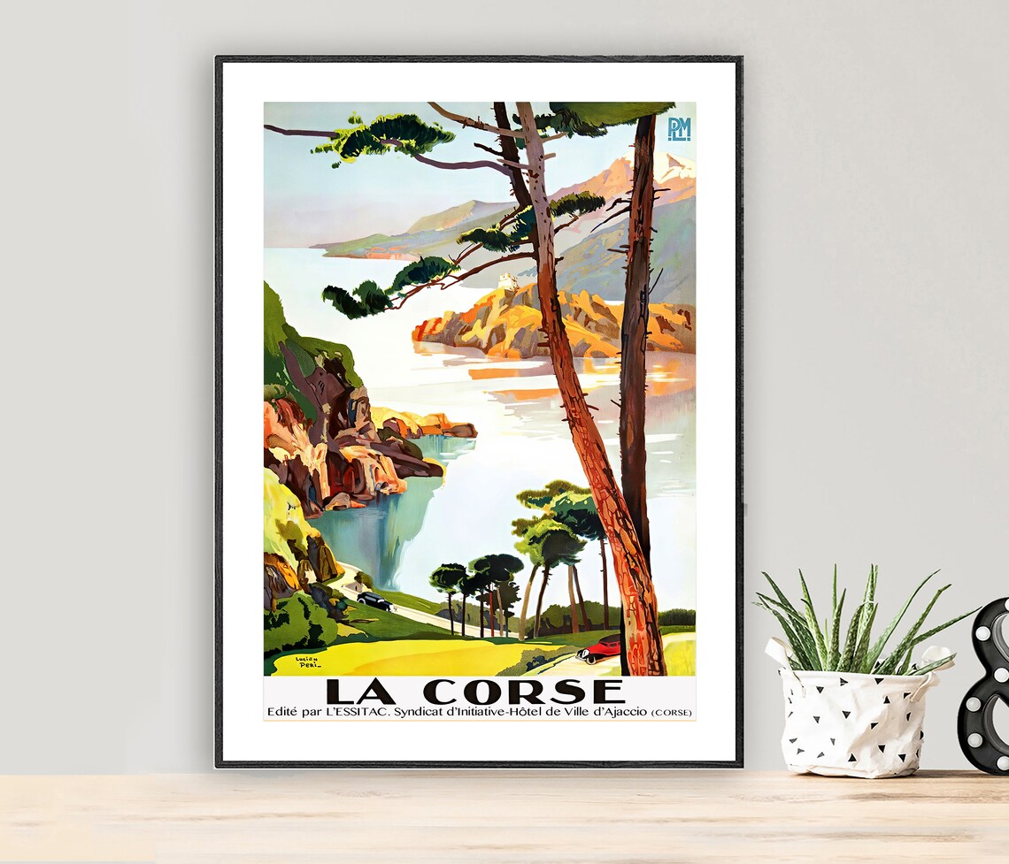 La Corse France Vintage Travel Poster, Travel Poster