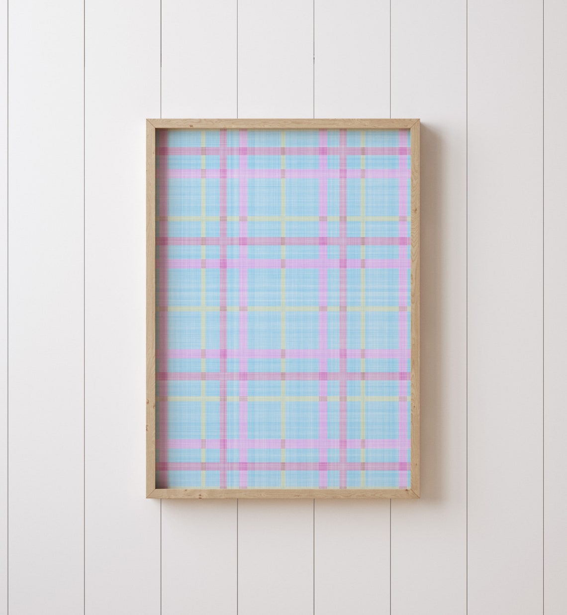 Pastel Plaid Spring Check Pattern Poster Blue Pink Easter Decor - Image 3