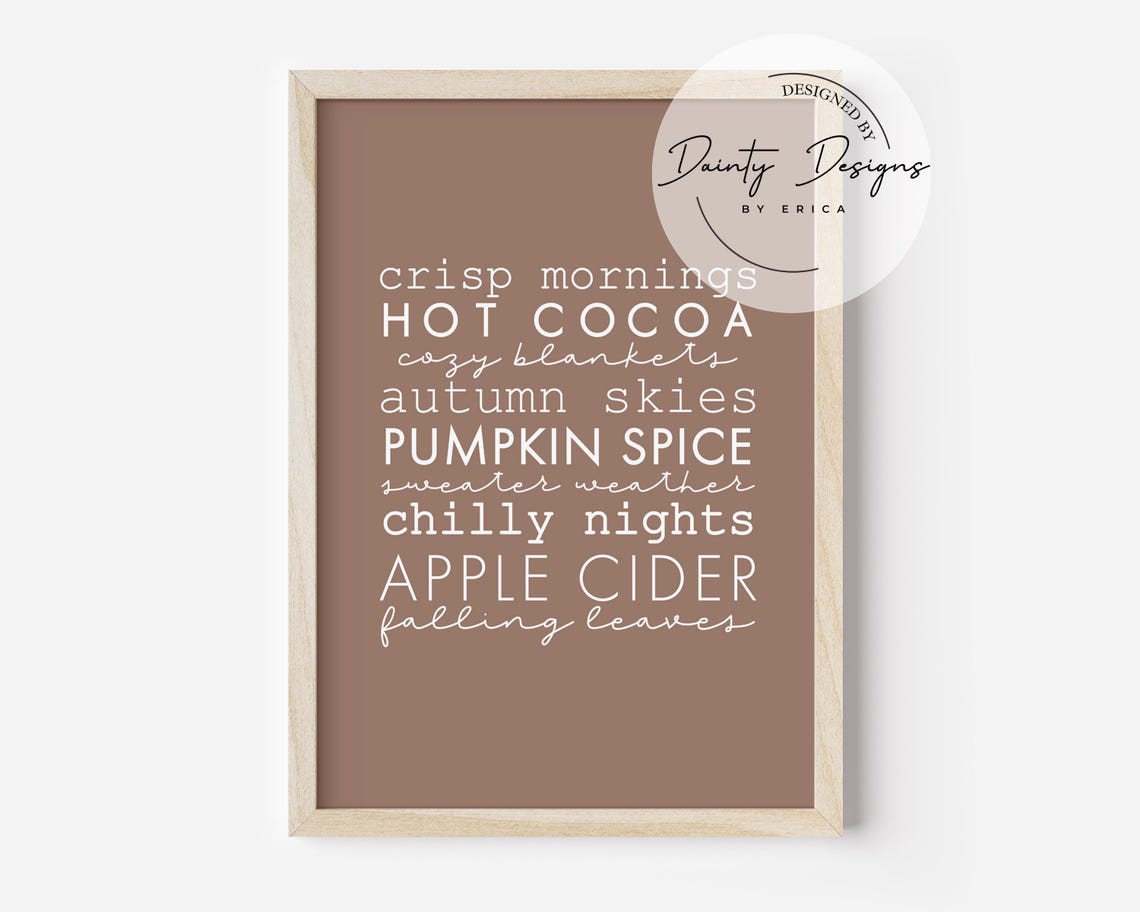 Fall Words List Crisp Mornings Pumpkin Spice Autumn Decor Poster - Image 3