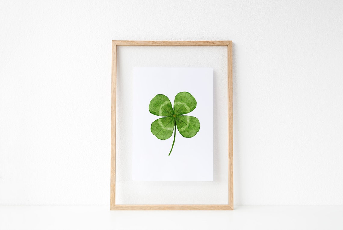 Watercolor Shamrock Green Clover St Patricks Day Irish Art Print - Image 2