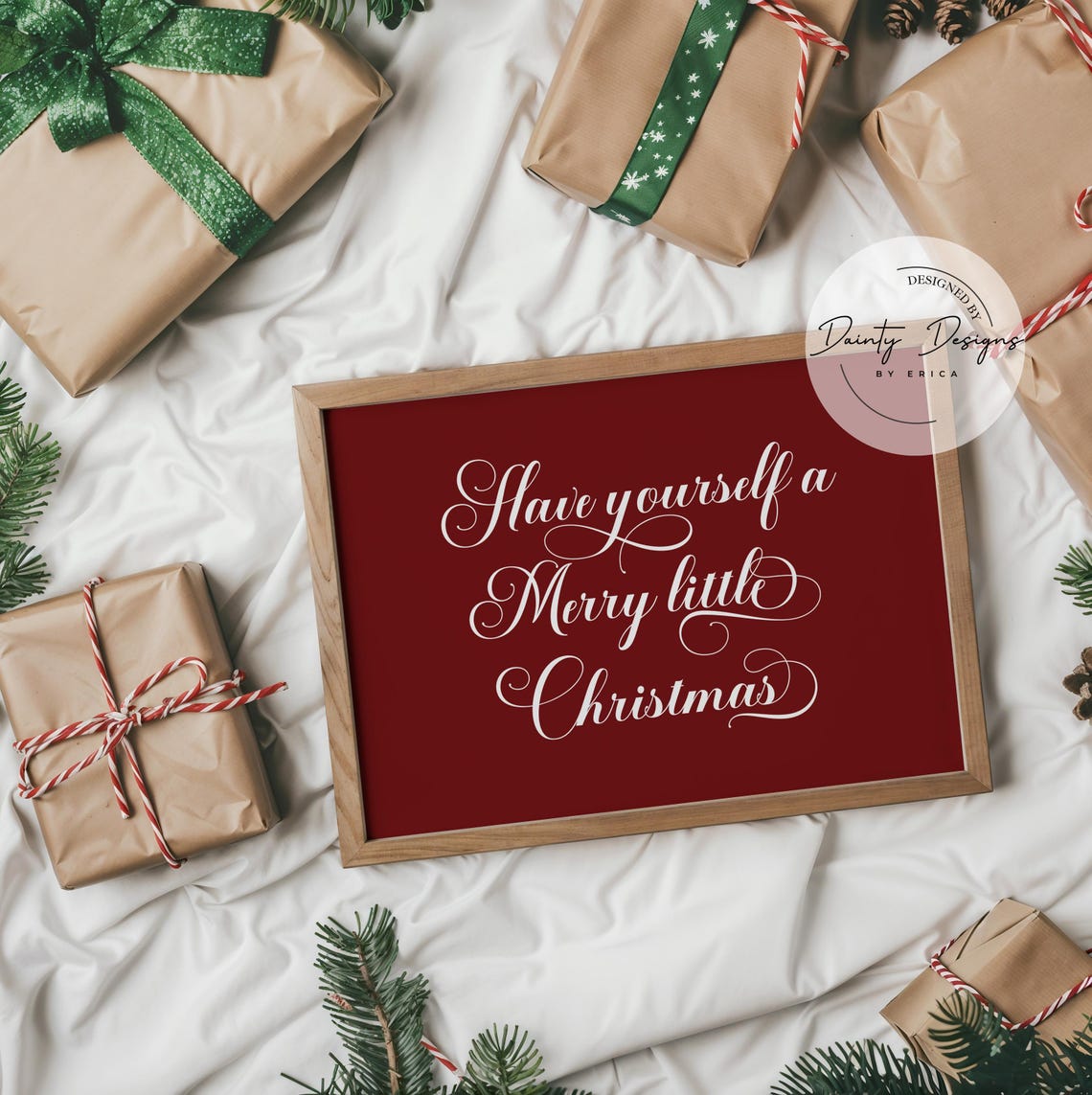 Have Yourself A Merry Little Christmas Red Script Print Decor - Image 3