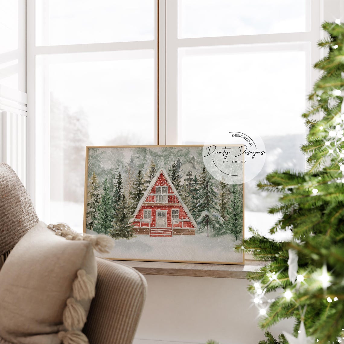 Winter Scene Print Snowy Winter Landscape Print Winter House Print Winter Wonderland Print Holiday Wall Art Farmhouse Christmas Decor - Image 3