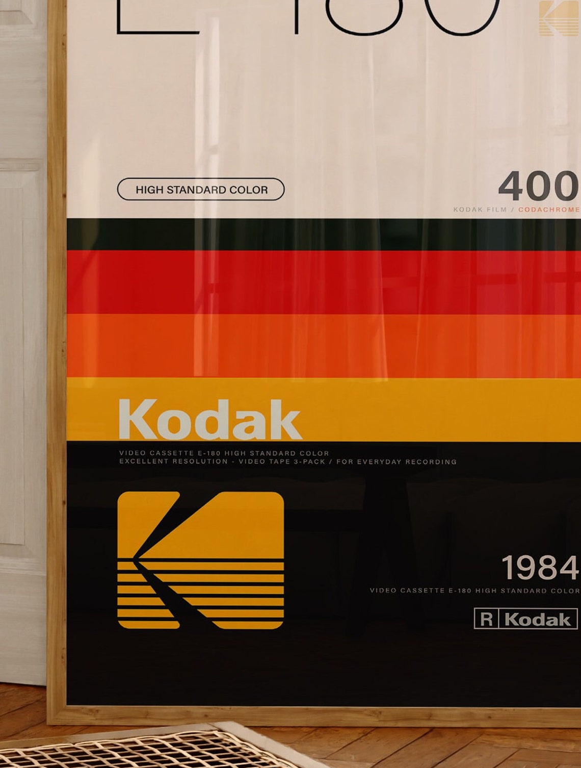 Kodak E 180 1984 Video Cassette Vintage VHS Tape Style Poster - Image 3