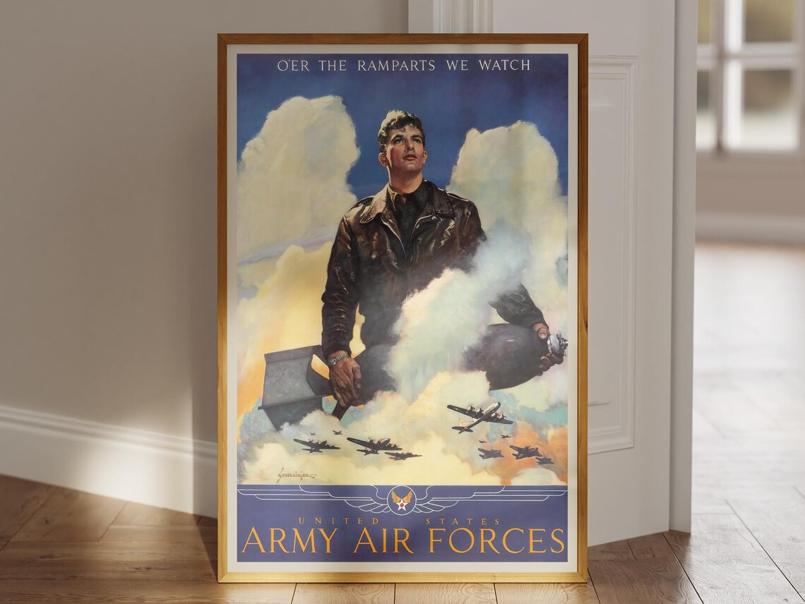 Army Air Forces WWII Poster, Vintage Aviation Art