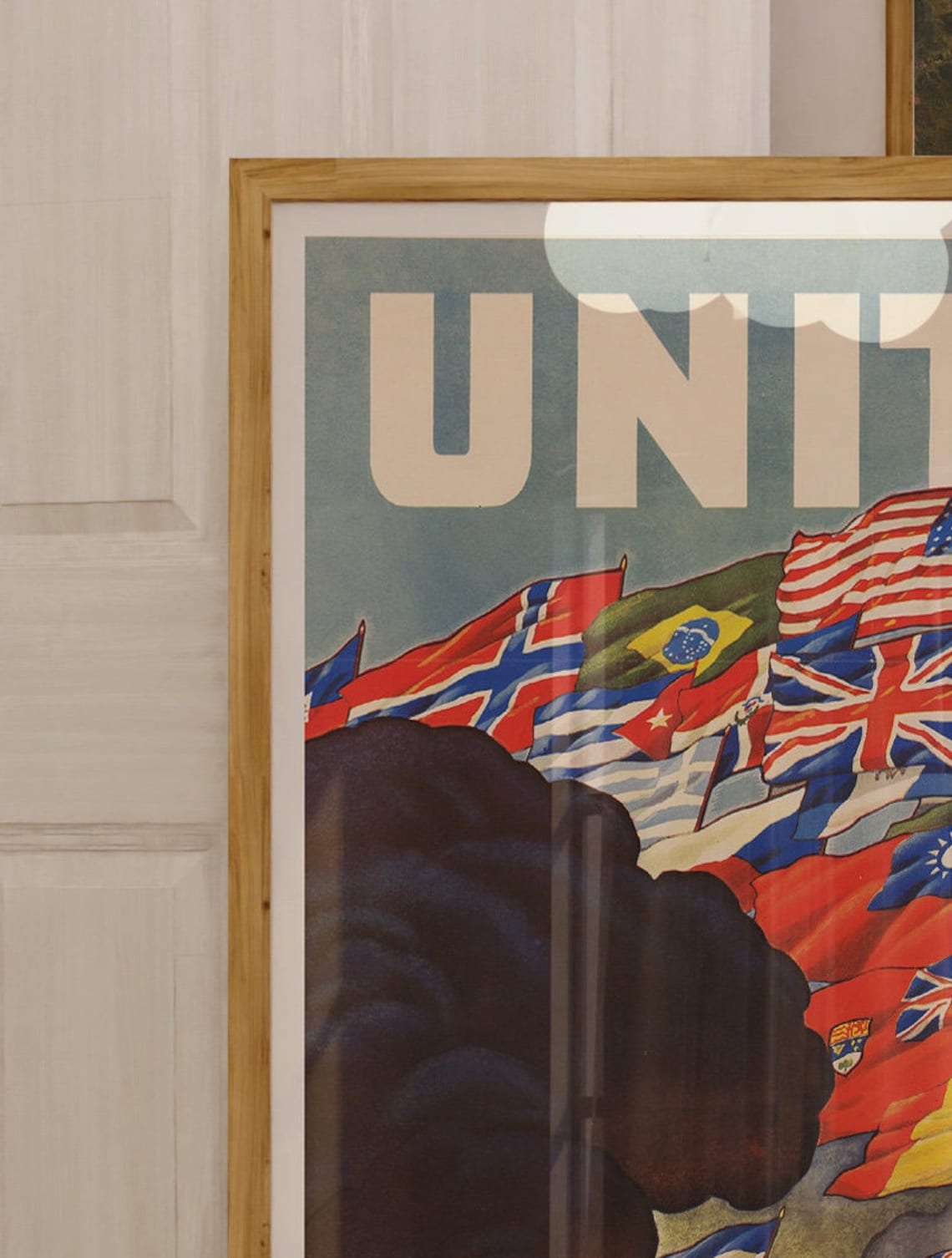 United Nations Fight For Freedom WWII Allied Flags Warship Poster - Image 3