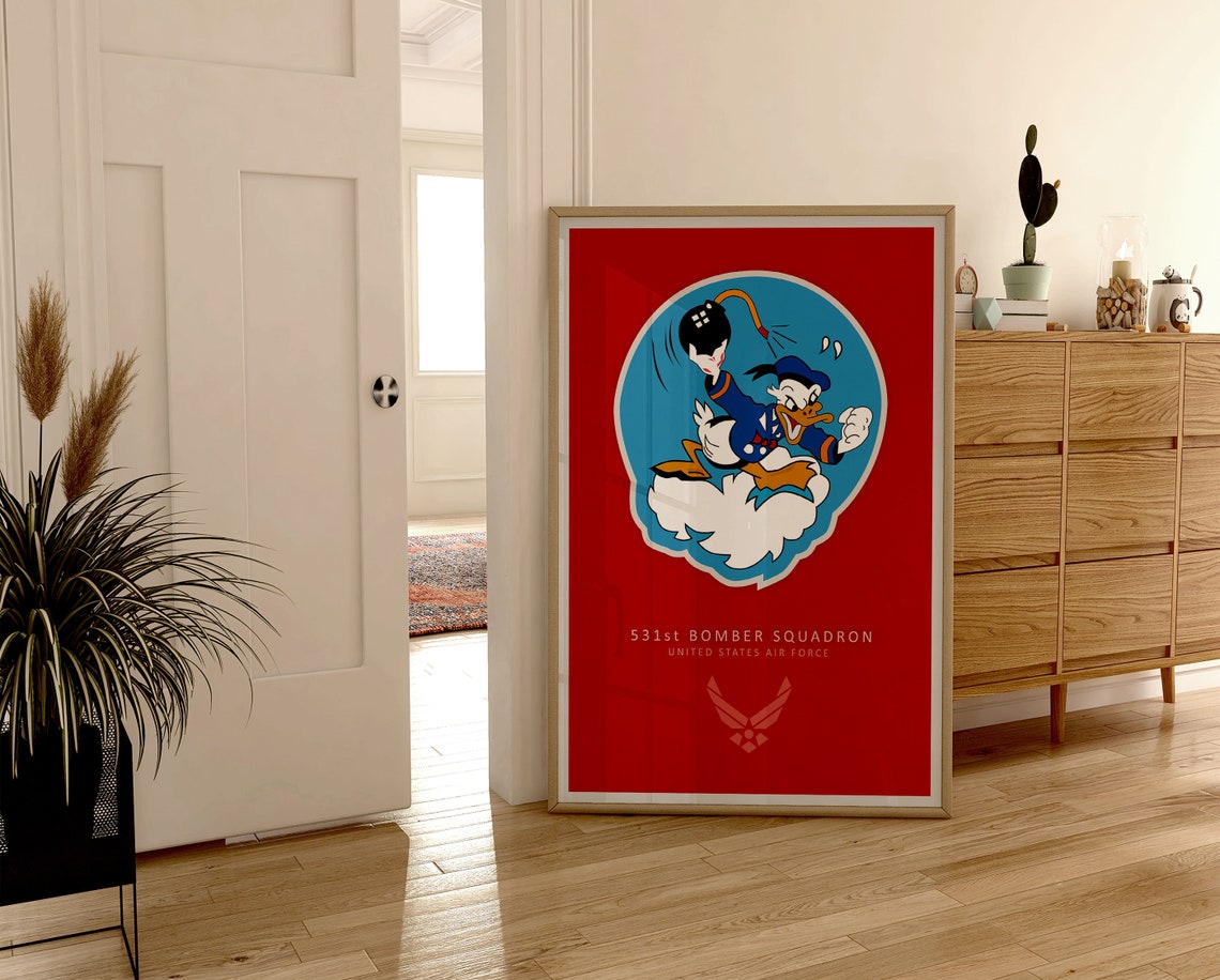 531st Bomber Squadron USAF Donald Duck Emblem Red Military Poster - Image 4