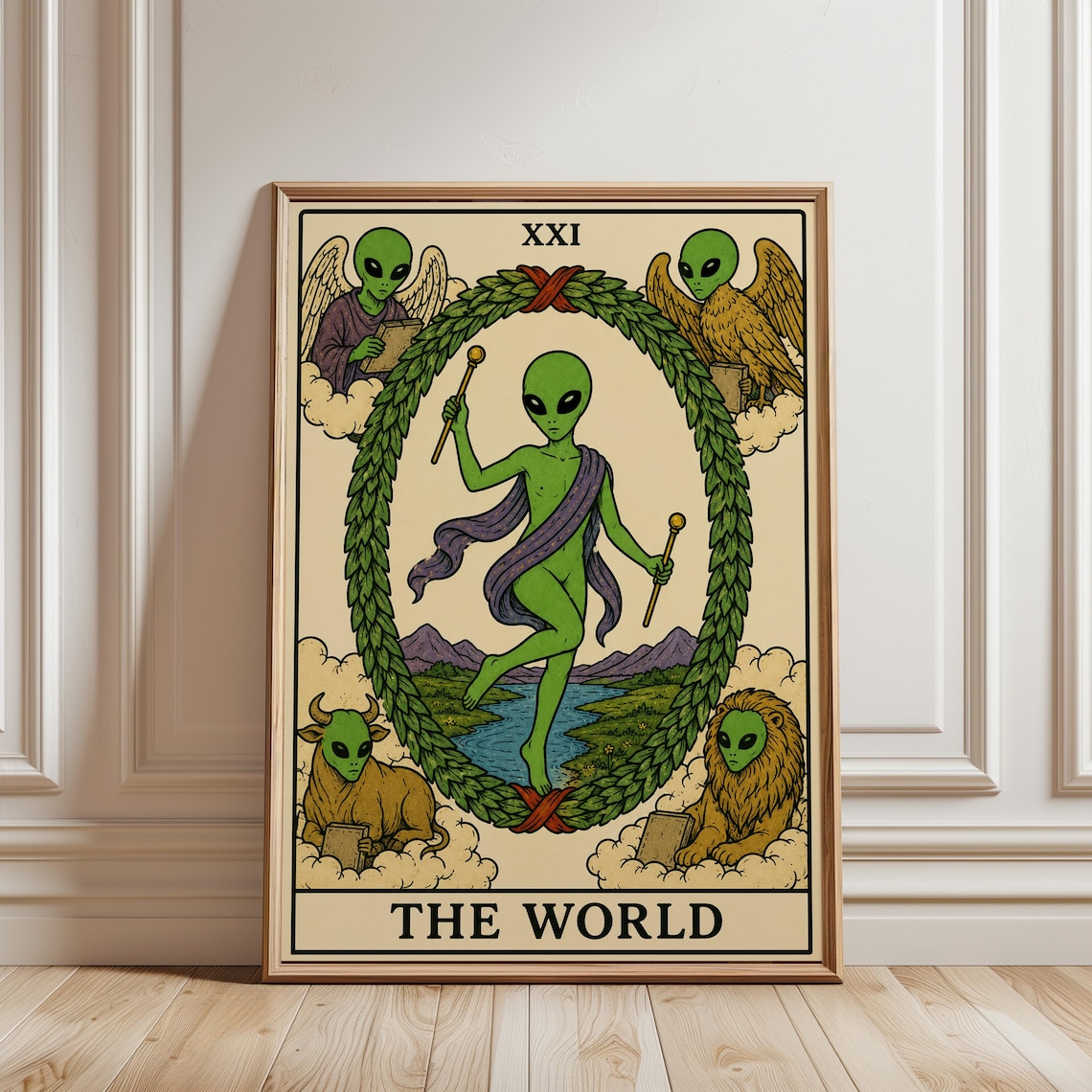 The World Tarot Card, Celestial Gothic Art Print