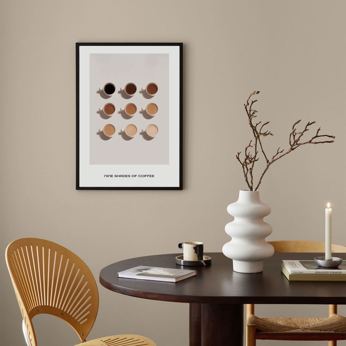 Nine Shades of Coffee Cups Grid Minimalist Coffee Lover Poster - Image 3