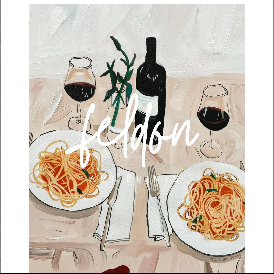 Pasta Night Spaghetti Wine Dinner Italian Kitchen Food Art Poster - Image 3