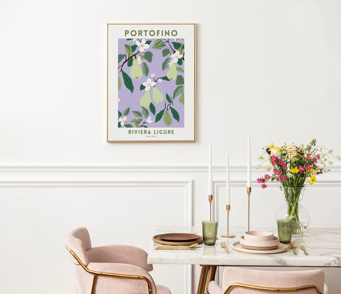 Portofino Riviera Ligure Pear Blossom Branch Italy Travel Poster - Image 2