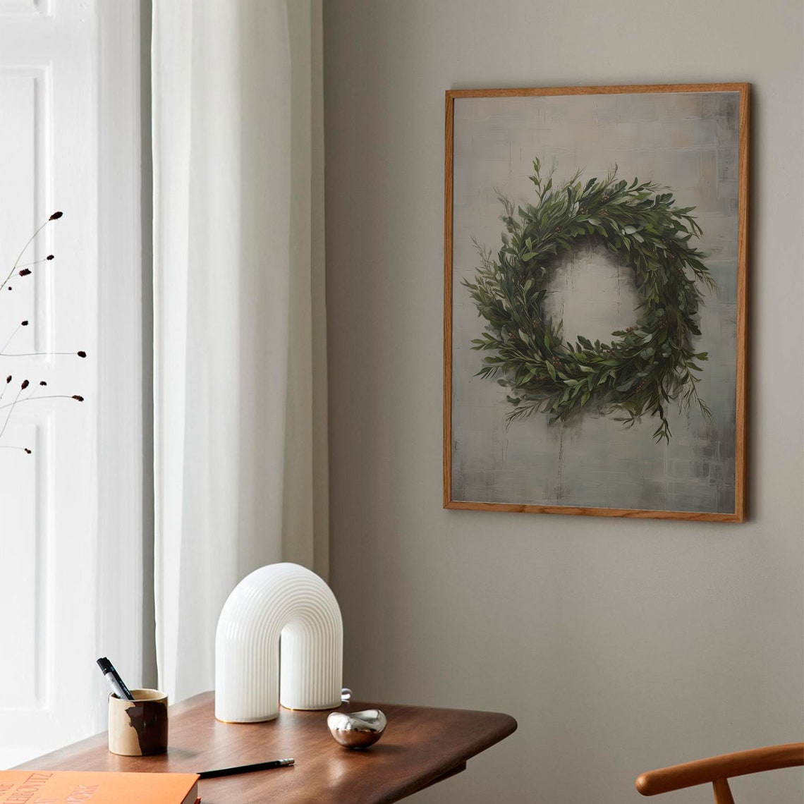 Green Botanical Eucalyptus Wreath Rustic Farmhouse Winter Poster - Image 2