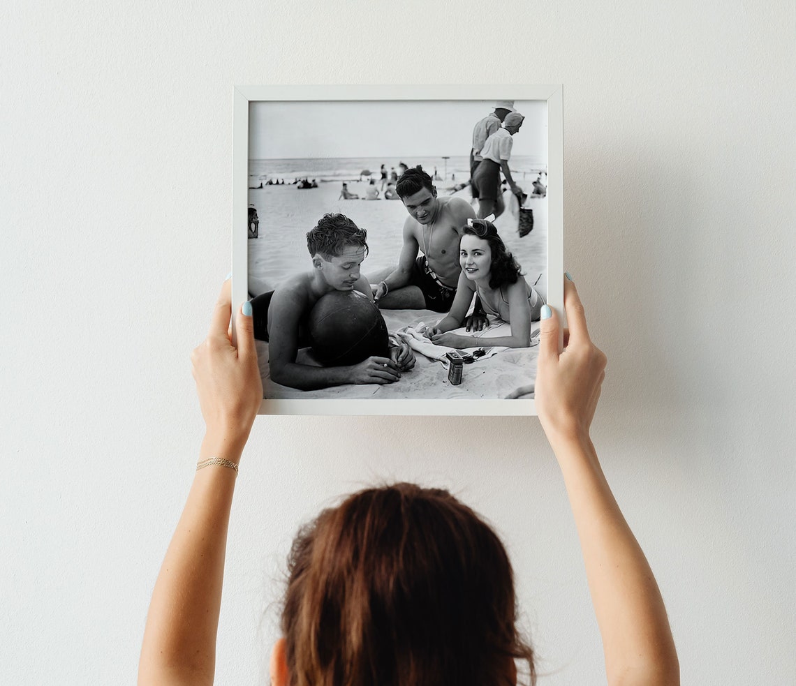 Vintage Black And White Beach Friends Classic Summer Day Poster - Image 3