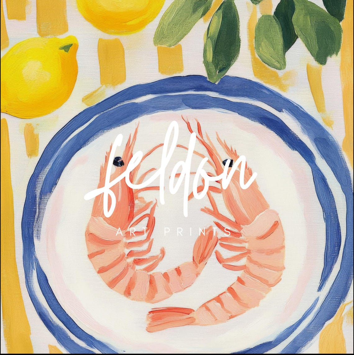 Shrimp Lemon Plate Citrus Seafood Mediterranean Kitchen Poster - Image 3