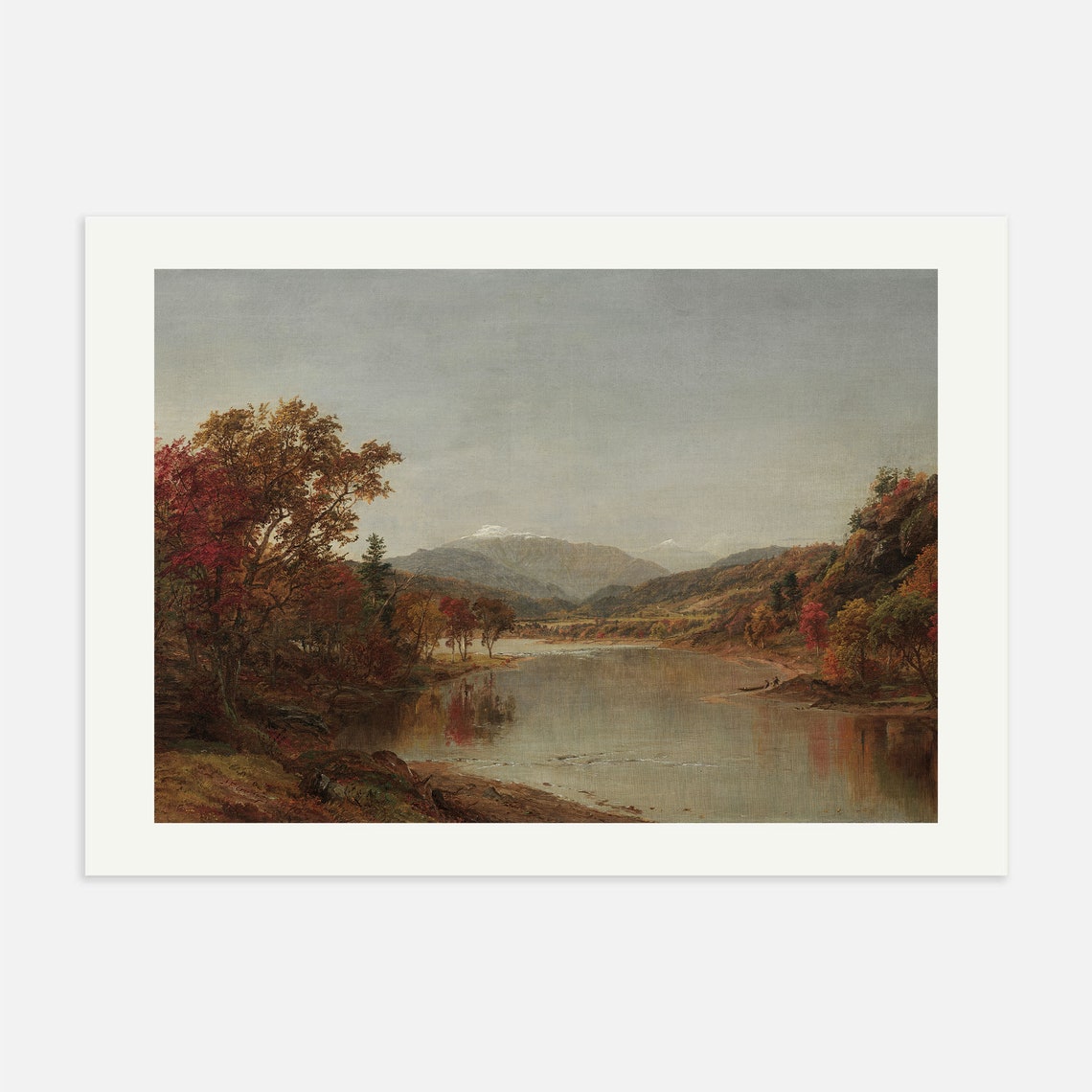 Autumn River Valley Mountains Vintage Fall Foliage Landscape Poster - Image 4