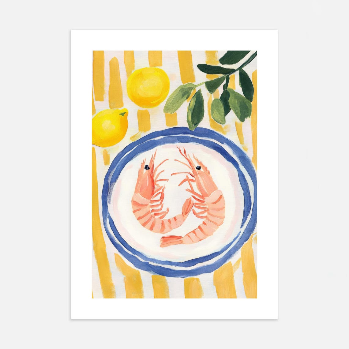 Shrimp Lemon Plate Citrus Seafood Mediterranean Kitchen Poster - Image 2