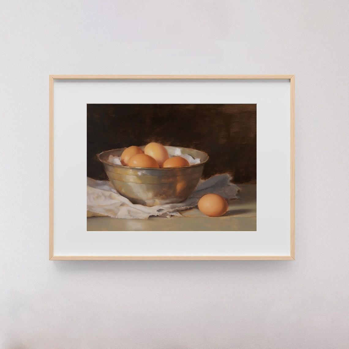 Brown Eggs In Metal Bowl Vintage Dark Kitchen Still Life Poster - Image 2