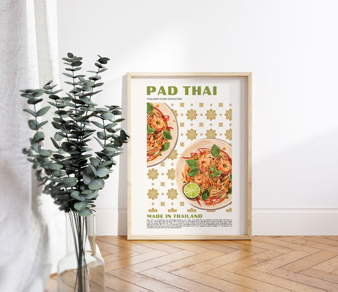 Pad Thai Made In Thailand Shrimp Noodles Kitchen Food Poster - Image 3