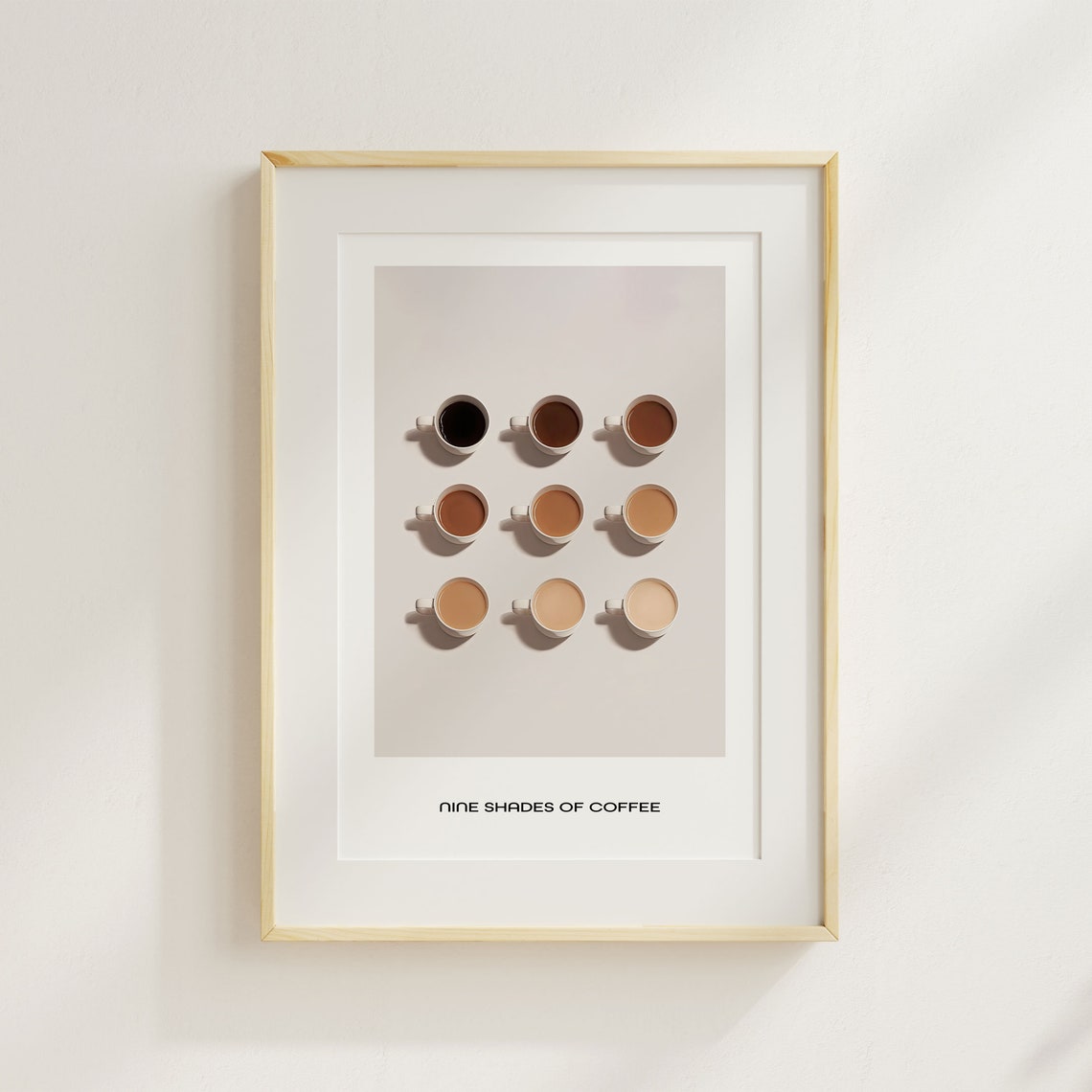 Nine Shades of Coffee Cups Grid Minimalist Coffee Lover Poster - Image 2