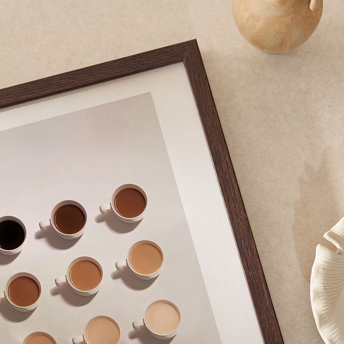 Nine Shades of Coffee Cups Grid Minimalist Coffee Lover Poster - Image 4