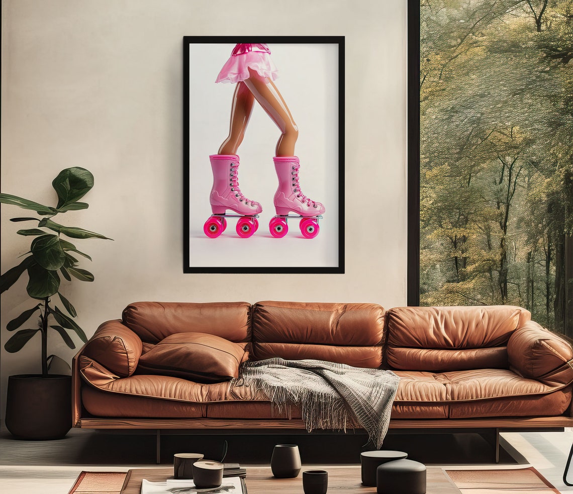 Pink Roller Skates Doll Legs Barbiecore Skater Fashion Poster - Image 2