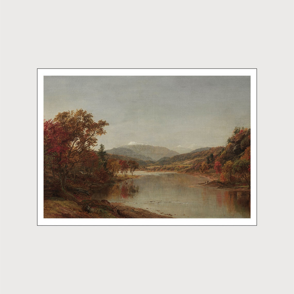 Autumn River Valley Mountains Vintage Fall Foliage Landscape Poster - Image 2