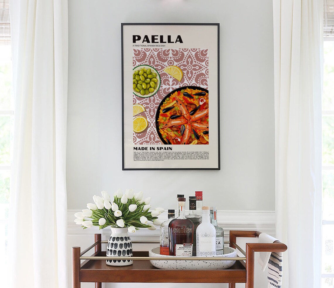 Paella Art Print, Spain Cuisine and Valencia Poster - Image 2