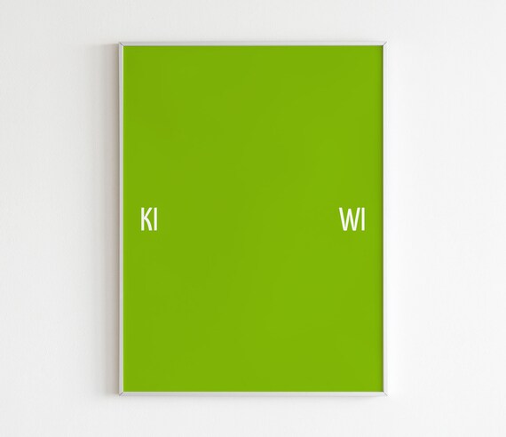 Kiwi Split Wordplay Typography Green Minimalist Kitchen Poster