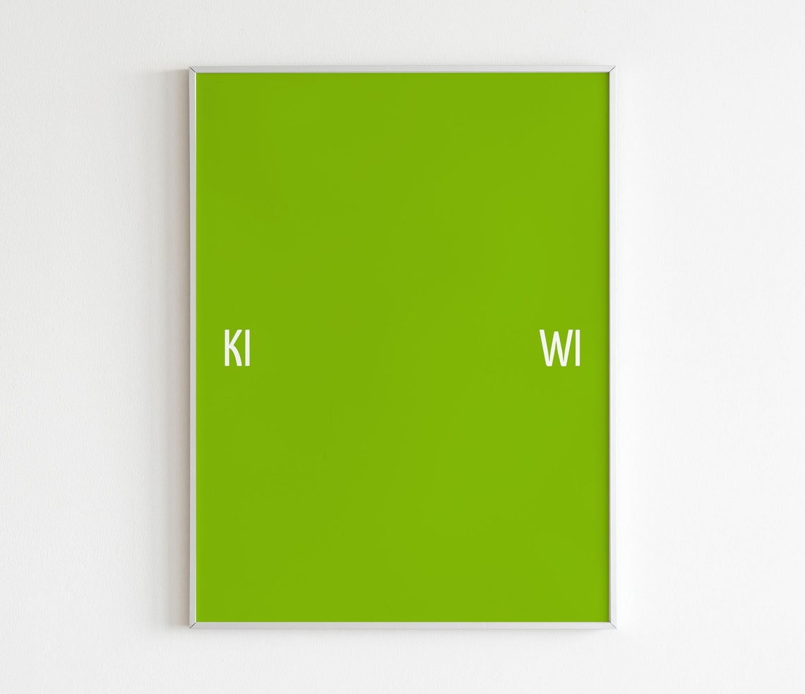 Kiwi Split Wordplay Typography Green Minimalist Kitchen Poster