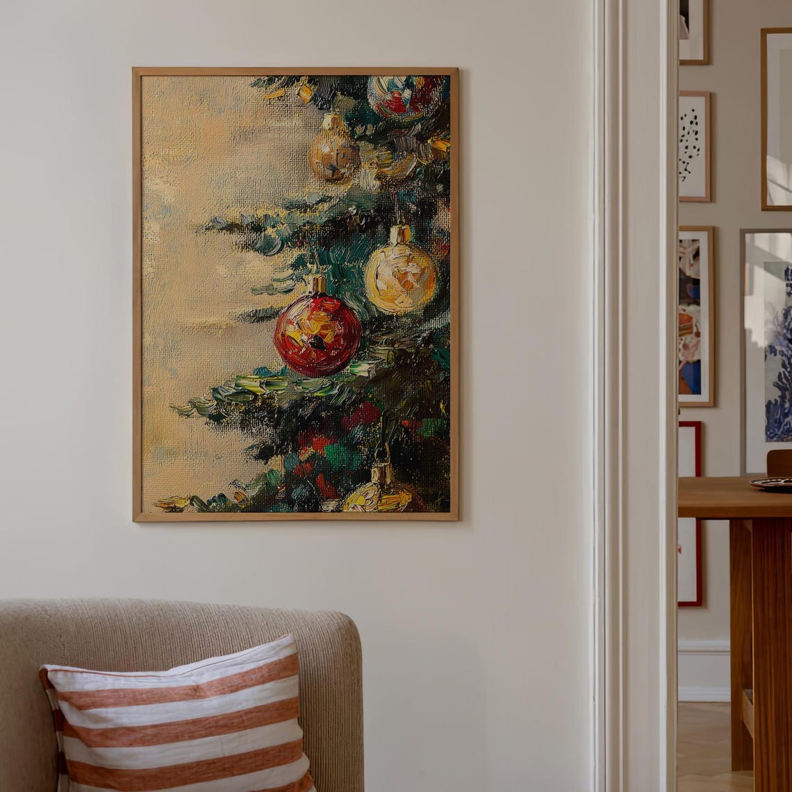 Christmas Bauble Close Up Impasto Oil Painting Ornament Art Poster - Image 3